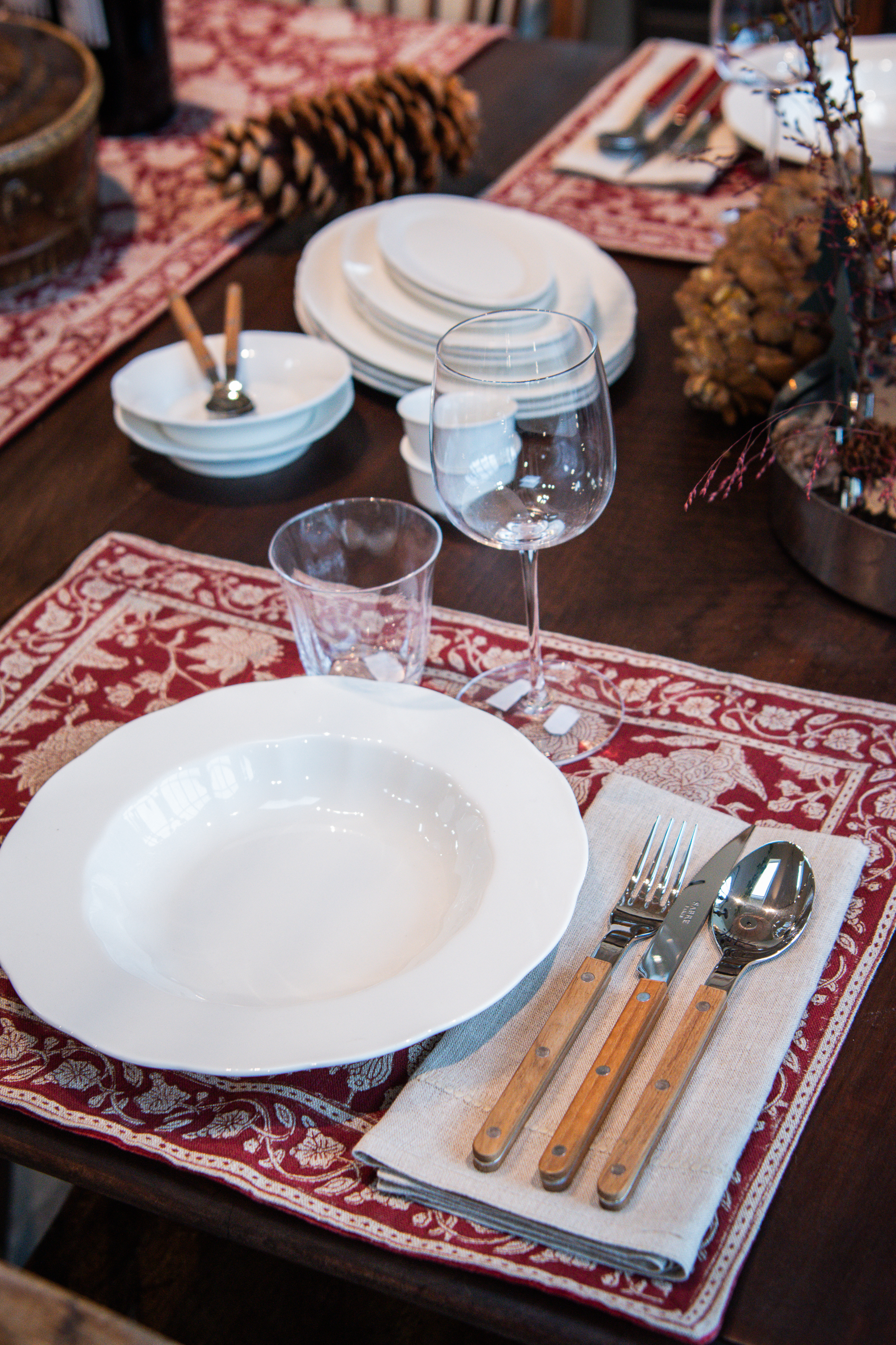 Tablett Linne Indian Rose Dusty Red 37x50cm 2-pack