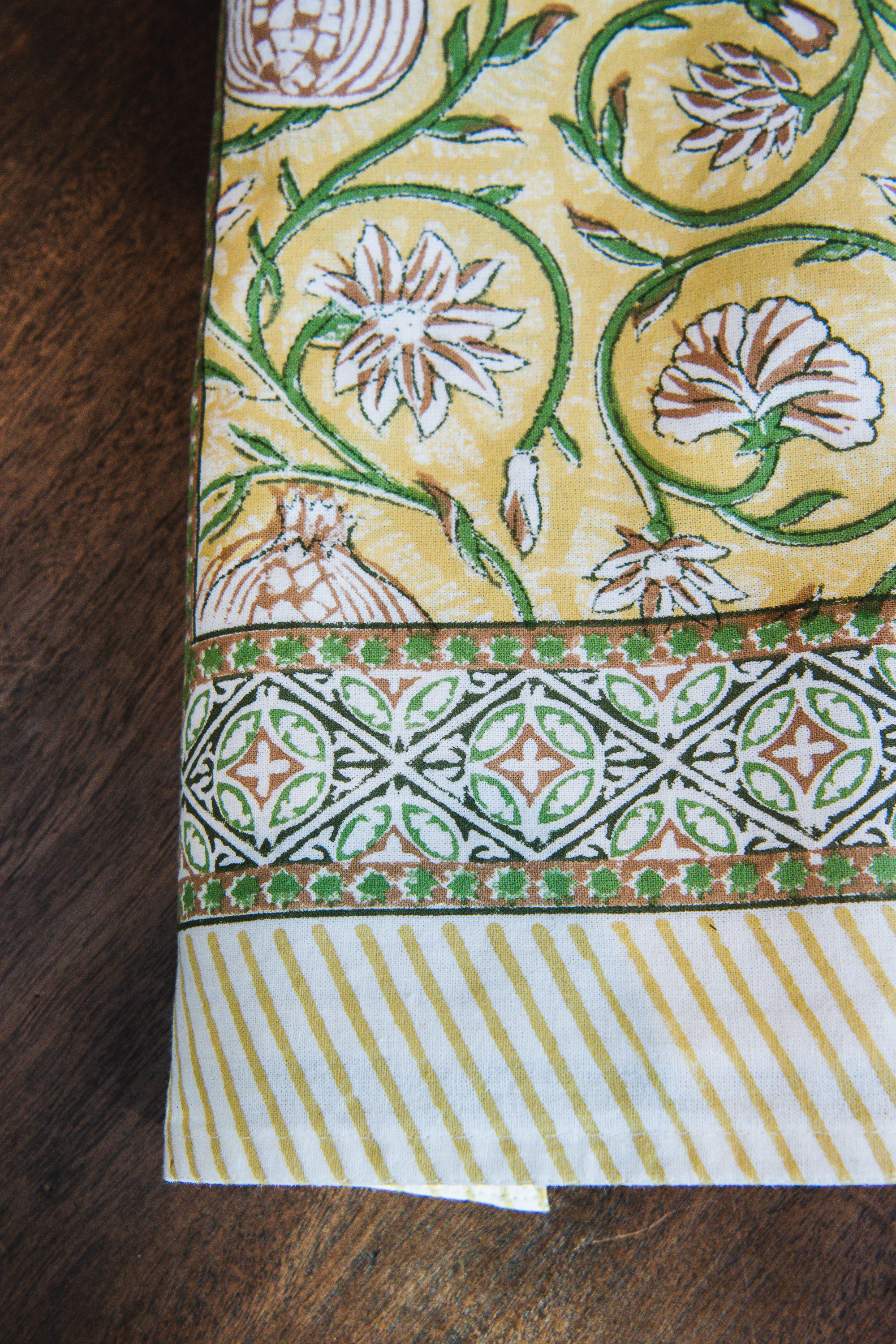 Duk Bomull - Tangier Pomegrante Butter Yellow 150x350cm 1