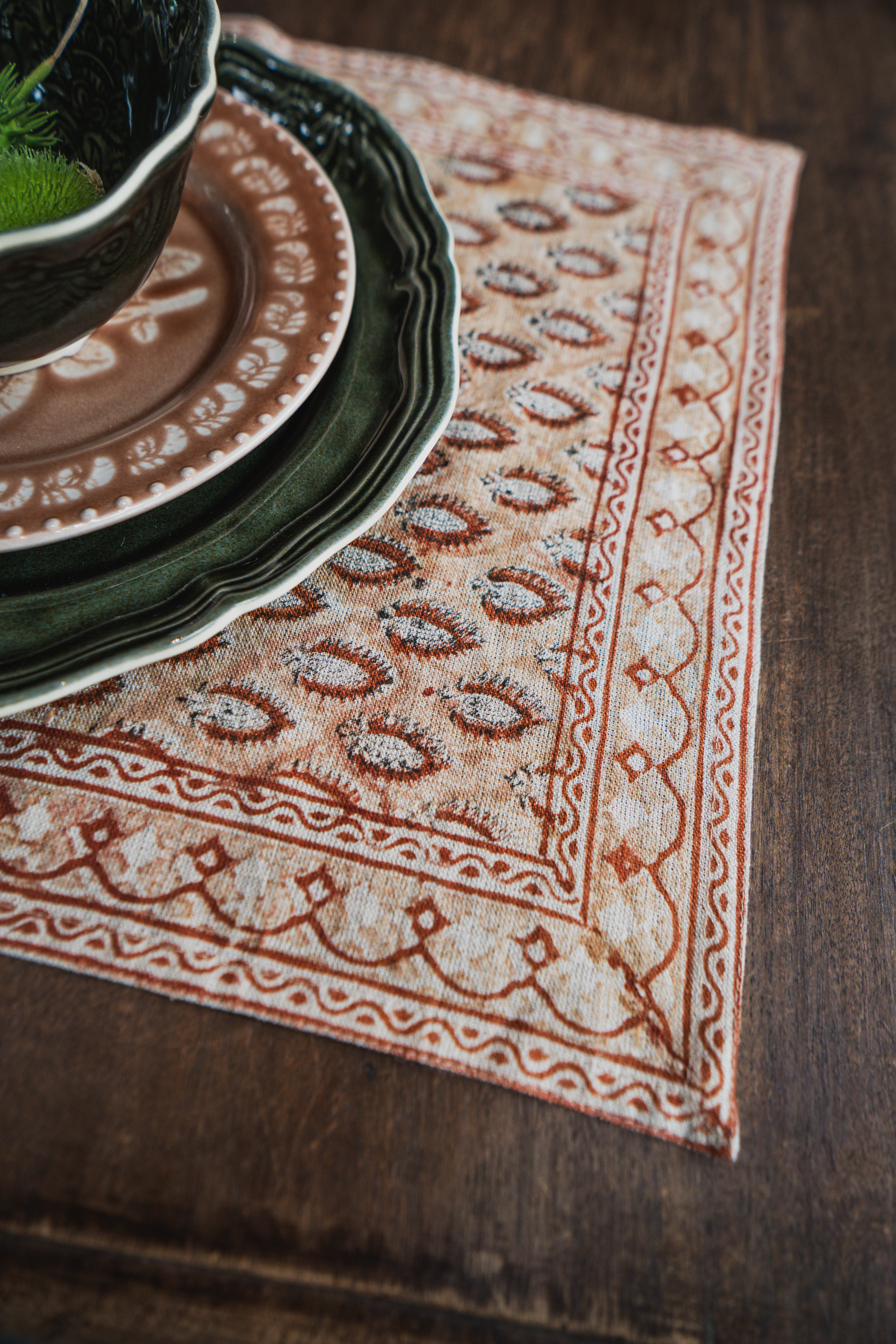 Tablett Linne - Cypress Parrot Dusty Peach 37X50 cm 2-pack 1