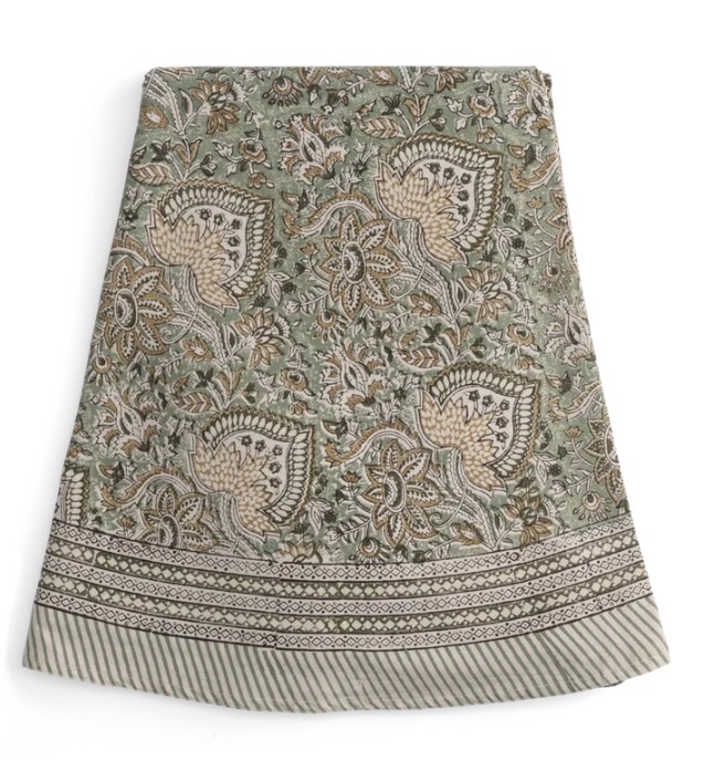 Duk Bomull Oriental Sea Foam - Grön - Round - 220cm