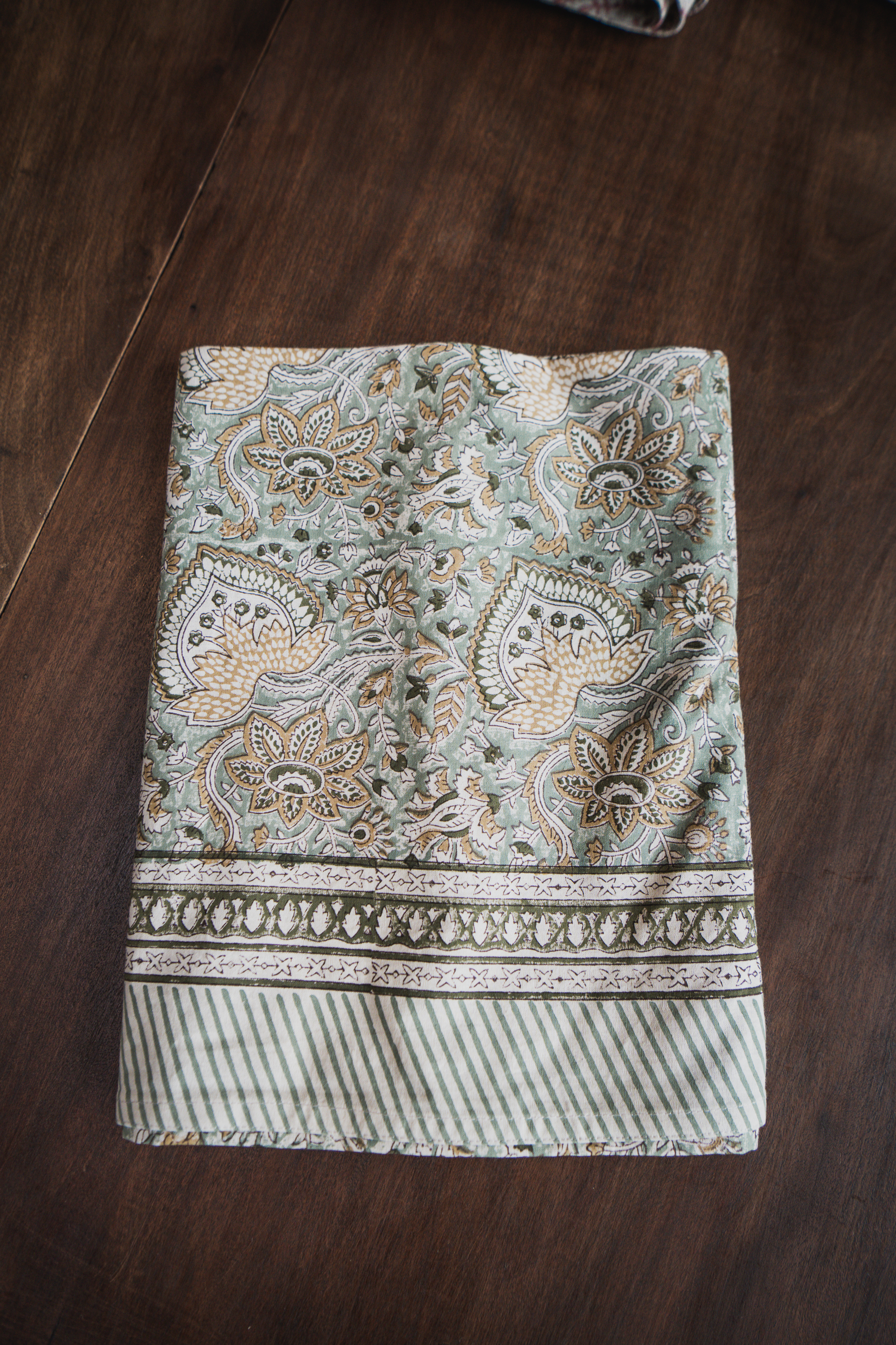 Duk Bomull Oriental Sea Foam - Grön- 150x230 cm