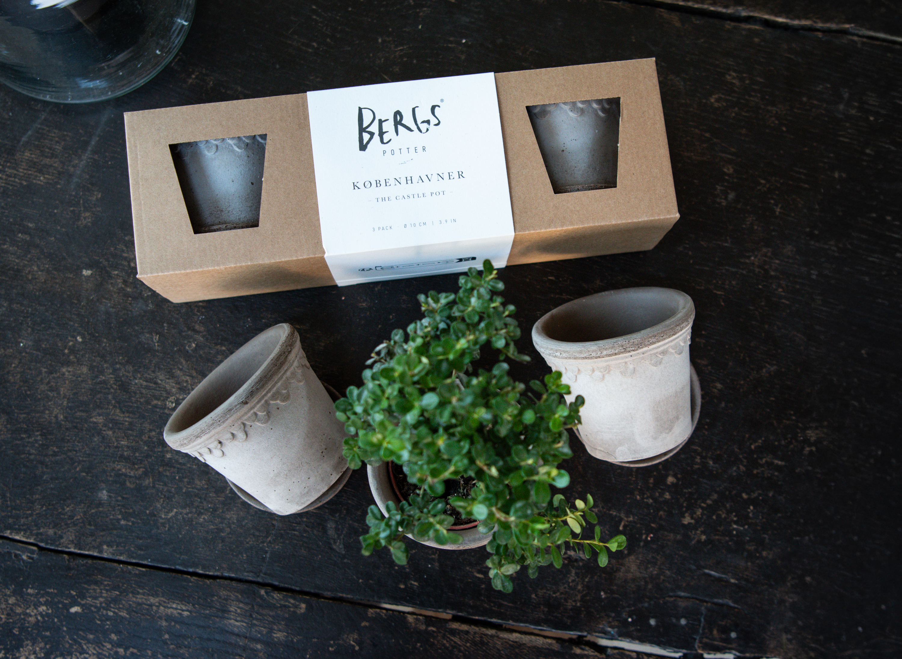 Köpenhamn Kruka Ø10 3-pack Grå inkl Fat 