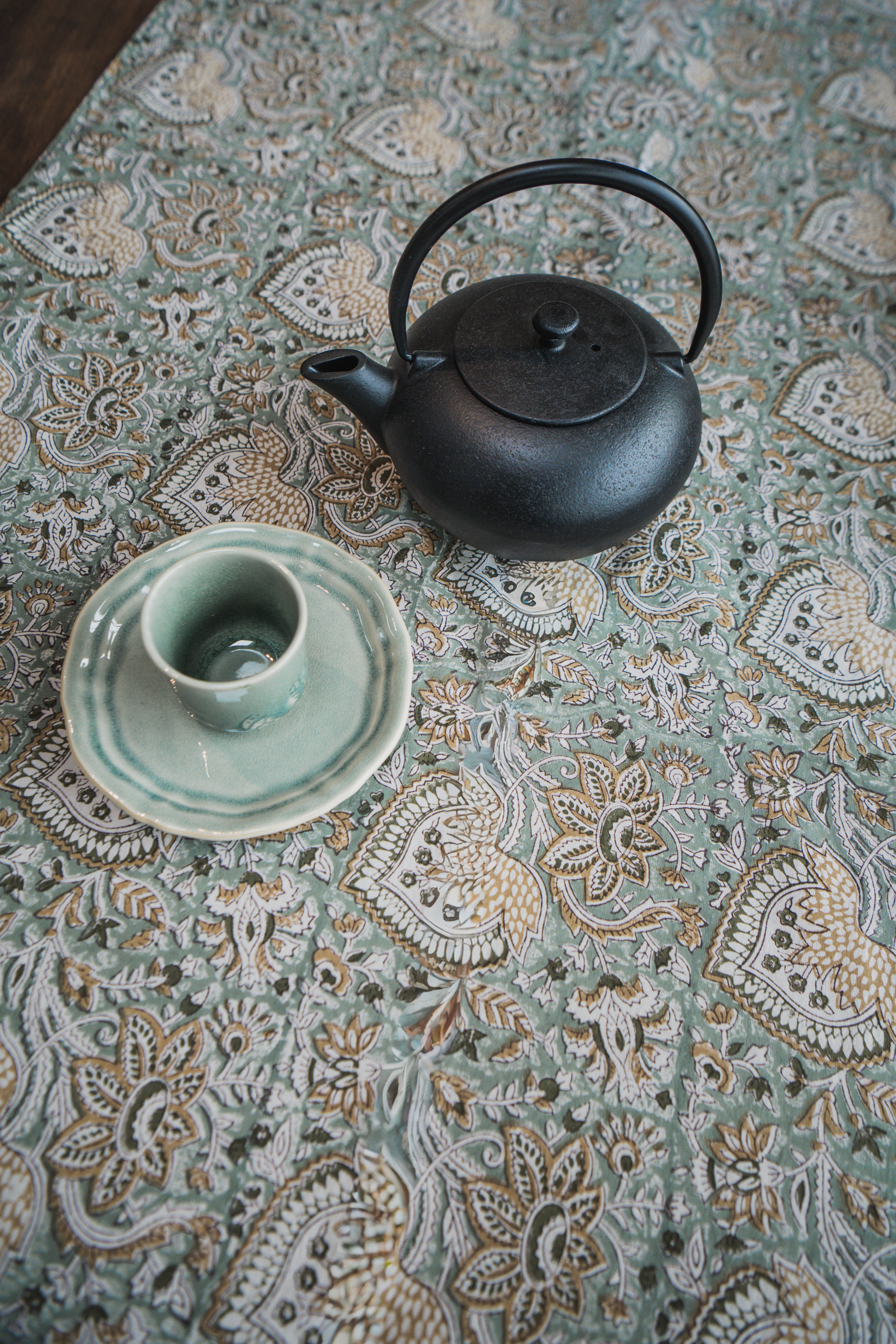 Duk Bomull Oriental Sea Foam - Grön - 170x270 cm
